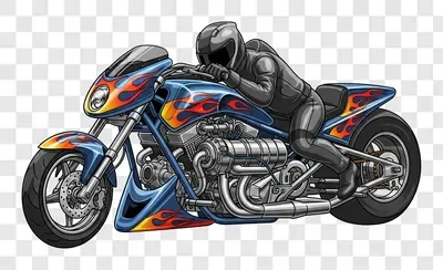 custom motorcycle rider in full gear racing