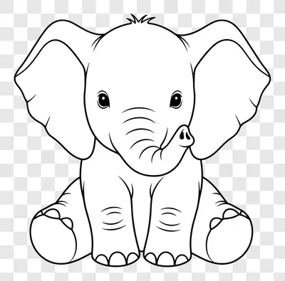 cute baby elephant sitting and looking forward