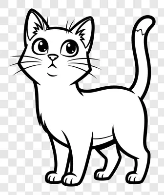 cute cartoon cat standing and looking up with big eyes