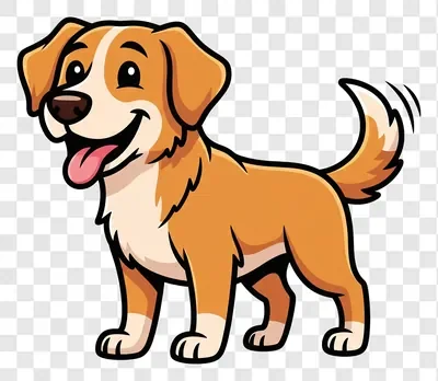 cute cartoon dog standing and wagging its tail
