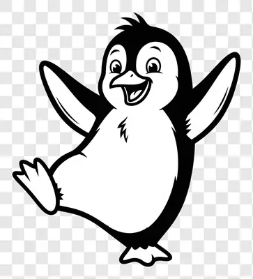 cute cartoon penguin dancing with joy and excitement