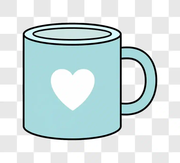 cute light blue mug with white heart design edited