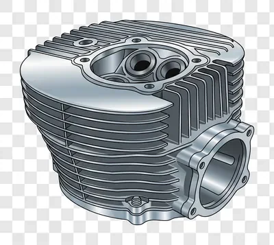 engine cylinder head with fins for cooling