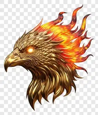 fiery eagle head with glowing eyes and flaming mane edited edited