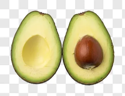 fresh avocado halves isolated on white background