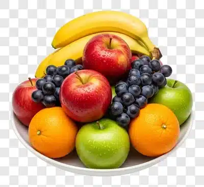 fresh fruit bowl assortment apples oranges grapes bananas