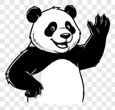 friendly panda waving hello cartoon illustration