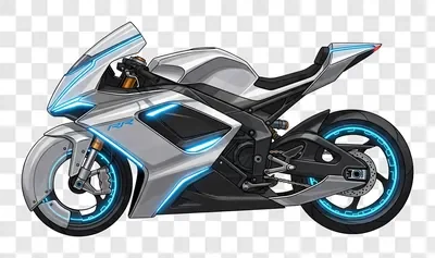 futuristic electric motorcycle with neon blue accents