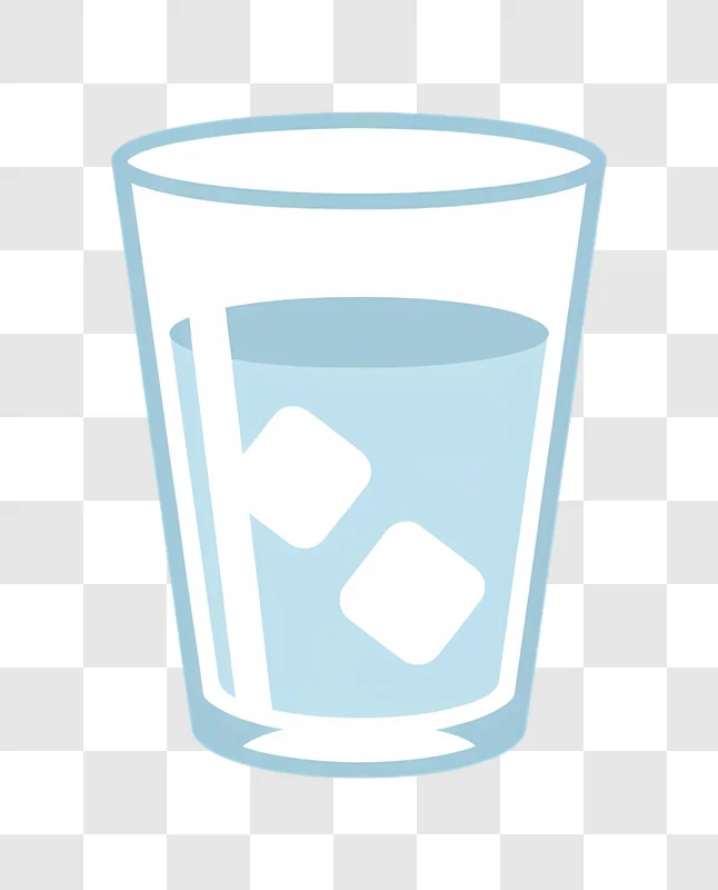 glass of water with ice cubes illustration edited
