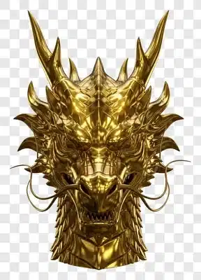 golden dragon head statue a majestic mythical creature