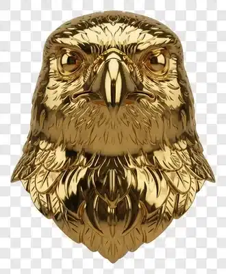 golden eagle head sculpture detailed close up