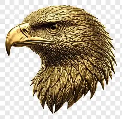 golden eagle head sculpture detailed realistic bronze finish