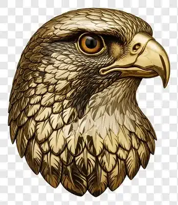golden eagle head sculpture detailed realistic feather texture