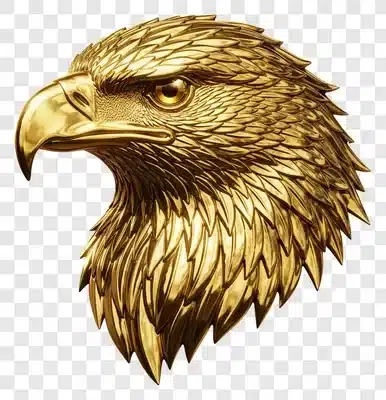 golden eagle head sculpture majestic fierce symbol of power