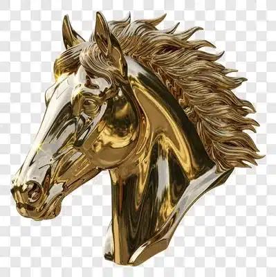 golden horse head sculpture majestic equine art