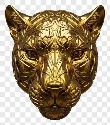 golden jaguar head sculpture majestic wild animal art edited edited