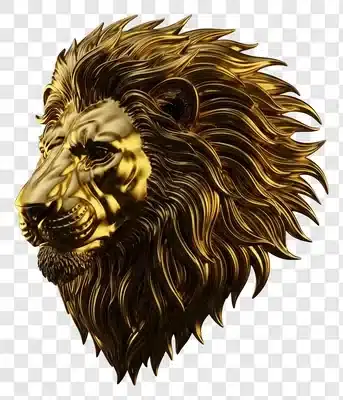 golden lion head sculpture majestic regal animal art