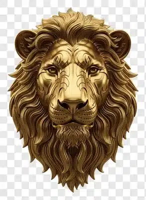 golden lion head sculpture majestic regal animal