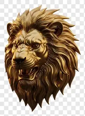 golden lion head sculpture majestic regal fierce