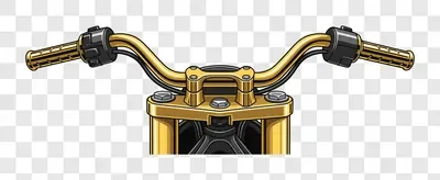 golden motorcycle handlebars with grips and controls