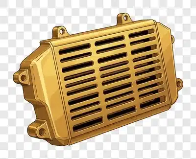 golden radiator component with grille design