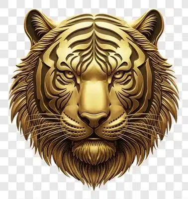 golden tiger head sculpture majestic fierce animal