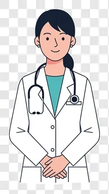 illustration of a female doctor wearing a white coat and stethoscope