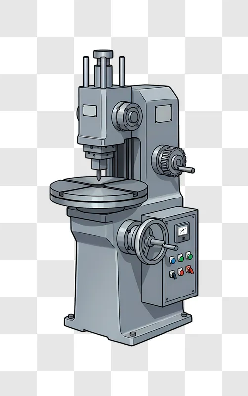 illustration of a vertical milling machine with a rotary table edited