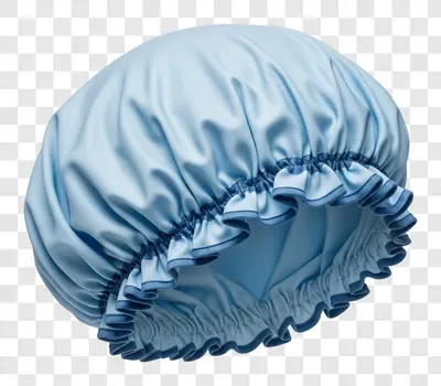 light blue shower cap with ruffled edge