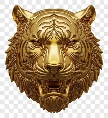 magnificent golden tiger head statue