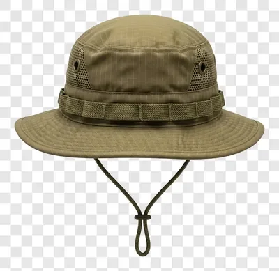 military style bucket hat with chin strap for outdoor activities