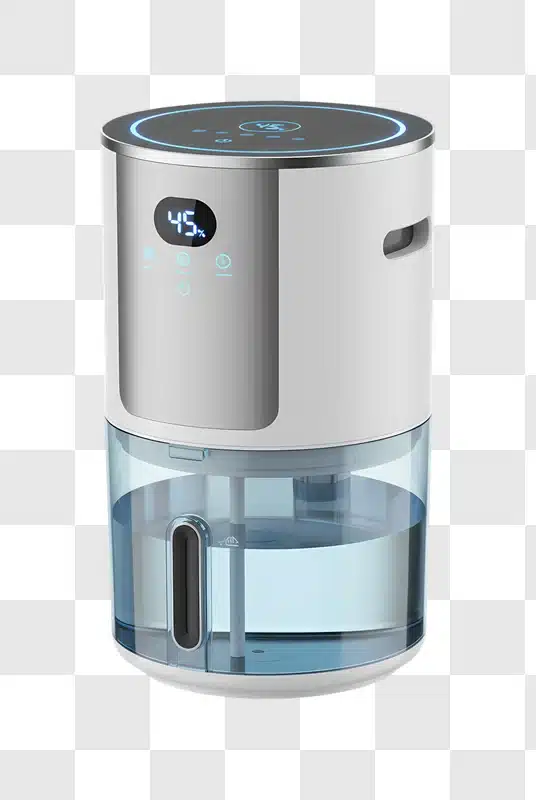 modern dehumidifier with digital display and water tank edited