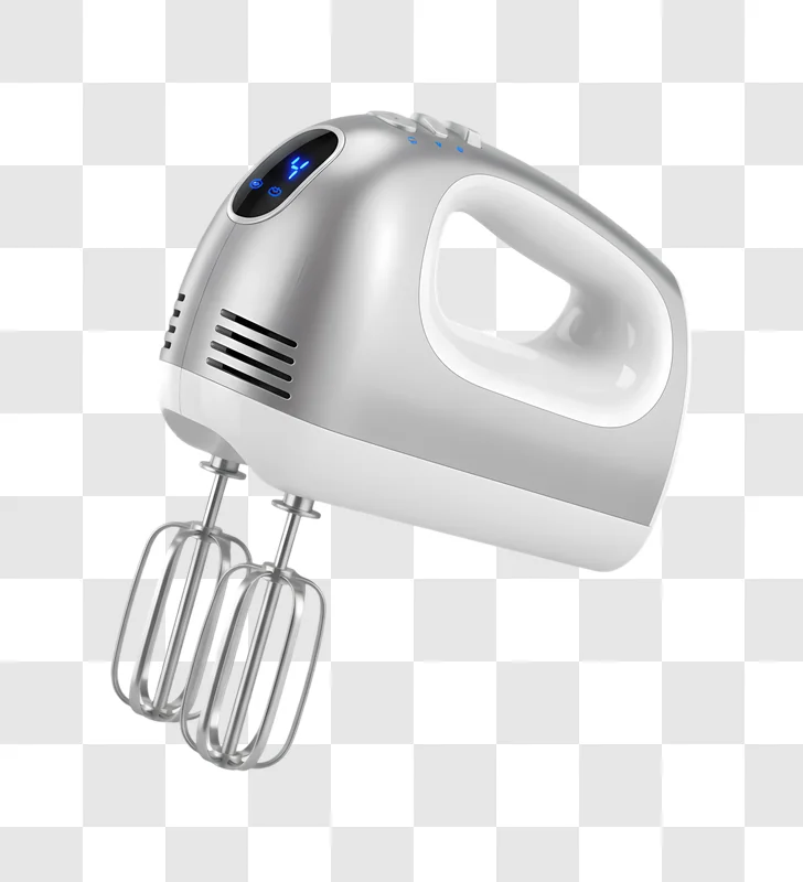 modern silver electric hand mixer with digital display edited