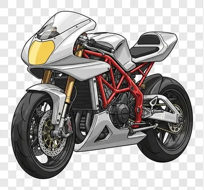 modern sport motorcycle with red frame and white fairings