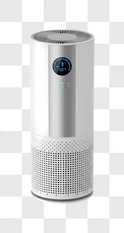 modern white air purifier with digital display edited