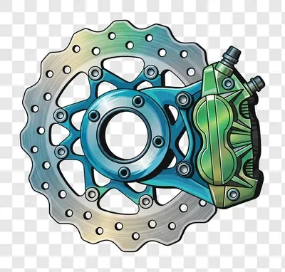 motorcycle brake disc and caliper illustration