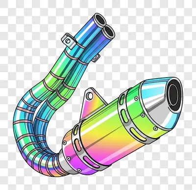 motorcycle exhaust pipe with rainbow heat discoloration