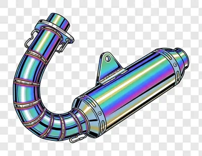 motorcycle exhaust pipe with rainbow heat shield edited edited