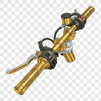 motorcycle handlebars with gold finish and brake lever