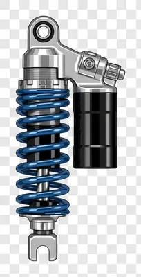 motorcycle shock absorber with blue spring and black reservoir