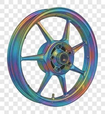 motorcycle wheel with rainbow color finish