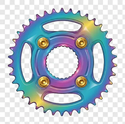 rainbow bicycle sprocket with gold bolts edited edited