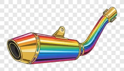 rainbow motorcycle exhaust pipe with gold accents