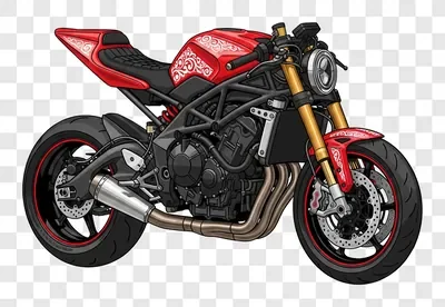 red cafe racer motorcycle on white background