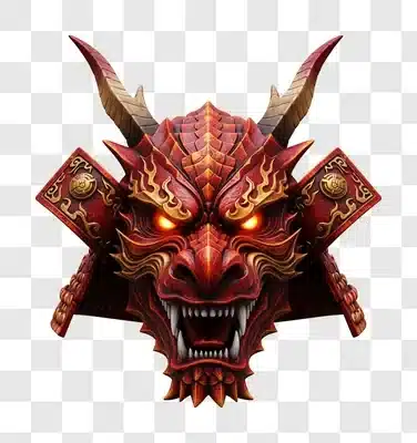red dragon samurai mask fierce warrior spirit