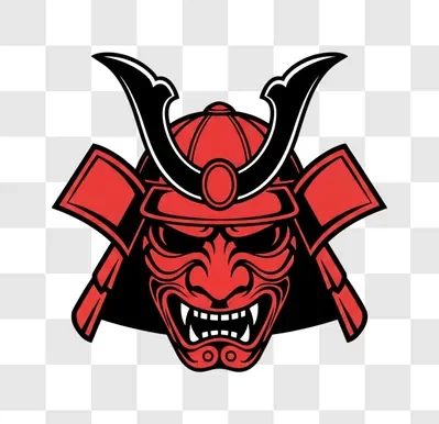red samurai mask warrior helmet icon
