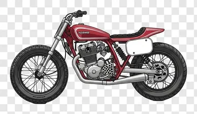 red vintage flat track motorcycle side view illustration