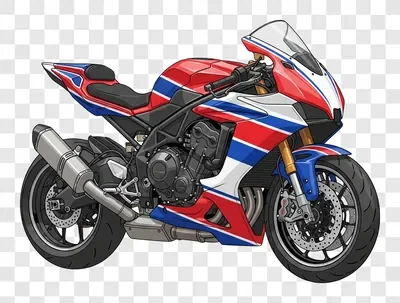 red white and blue sport motorcycle side view