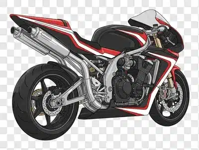 red and black sport motorcycle side view