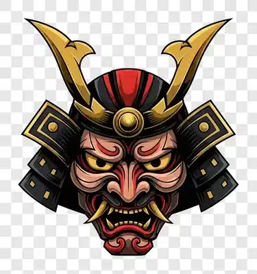 samurai mask warrior demon face illustration